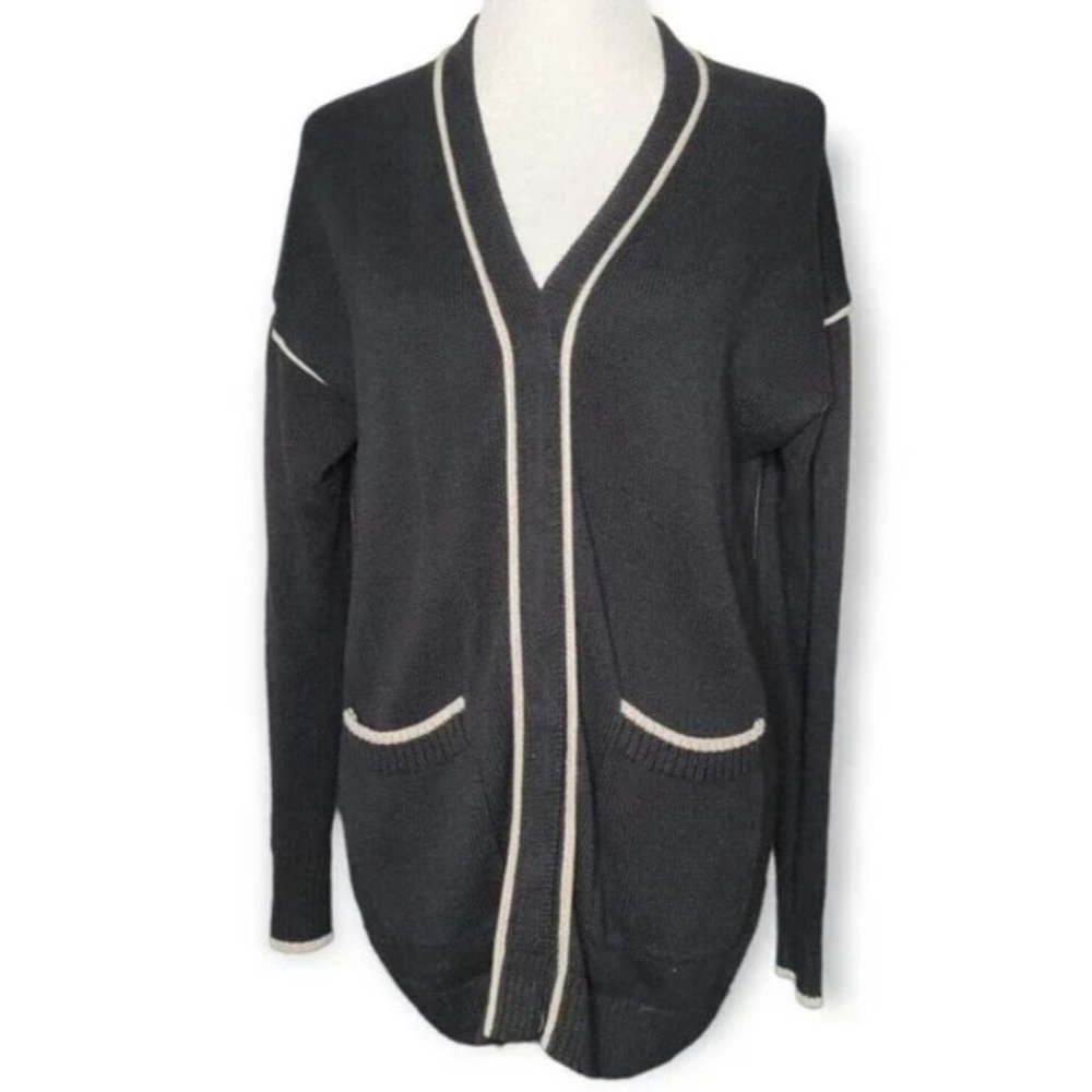 Cabi Knit Comfort Cardigan Sweater Small Style 5633 Black Preppy Varsity Y2K